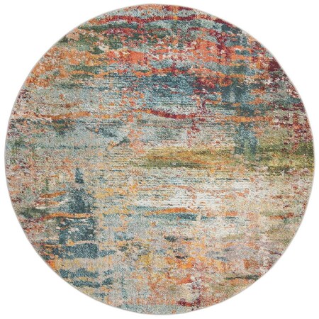 Safavieh 3 x 3 ft. Monaco Power Loomed Round Area Rug; Teal & Orange MNC262M-3R